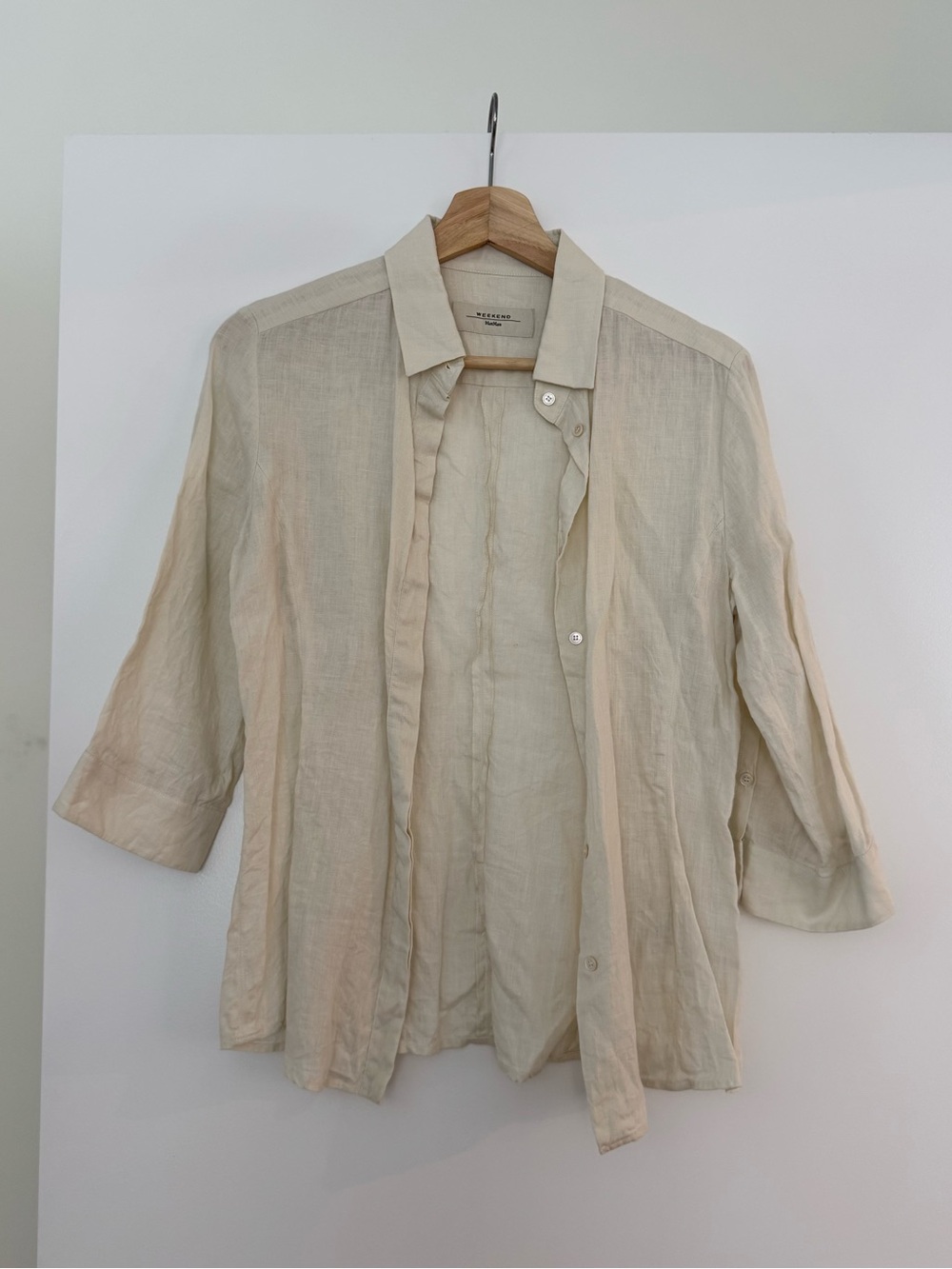 Weekend Max Mara Cream Linen Button-Down Shirt